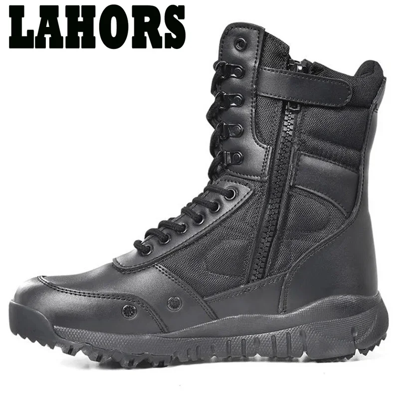 LAHORS Cowhide Leather Tactical Boots Men\'s Boots Desert Combat Boots Outdoor Hiking Boots Ankle Shoes Men