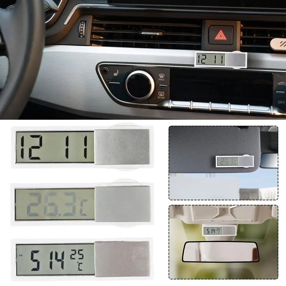 Electronic Clock Home Decor Liquid Crystal Display Desk Table Clocks LCD Car Timer Digital Grey Clock With Suction Cup For Z3K9