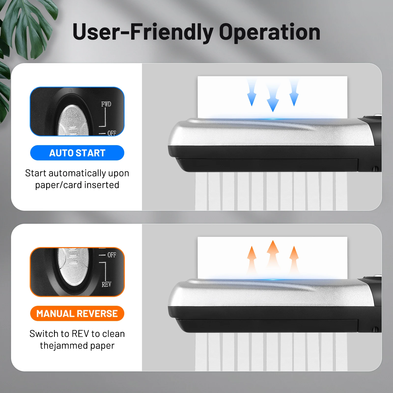 Strip Cut Mini Shredder For Home Use, Paper Shredder Without Basket