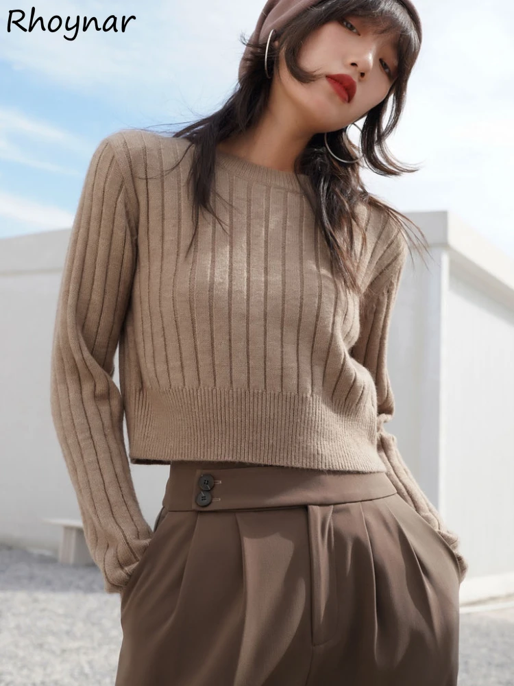 

Pullovers Women Gentle O-neck 6 Colors Ulzzang Autumn Literary All-match Cozy Cropped Fashionable Knitted Harajuku Loose Design