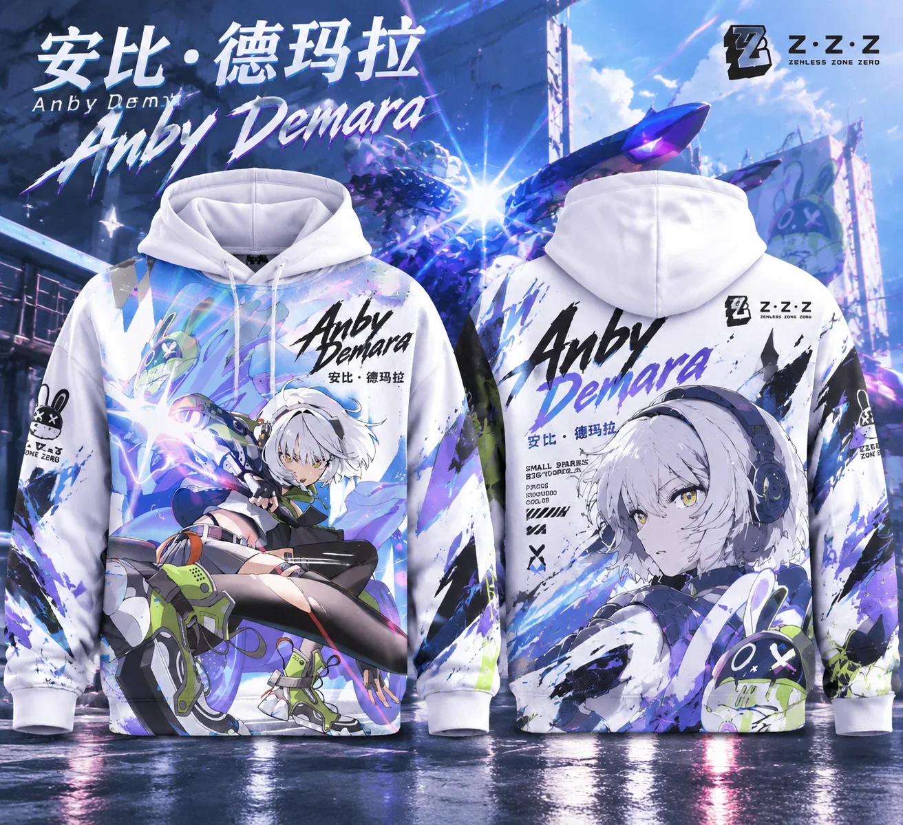 Zenless Zone Zero Anby Demara 3D Full Print Double Sided Hoodie Game Character Graphic Unisex Casual Streetwear Sweatshirt