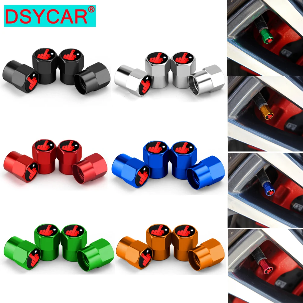 

4Pcs/Set Car Styling Aluminium Alloy/Copper Middle Finger Logo Car Tire Valve Caps Wheel Tires Tire Stem Air Cap Airtight Covers