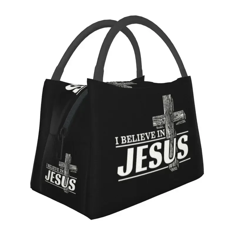 I Believe In Christ Insulated Lunch Tote Bag for Women Christian Christianity Cooler Thermal Food Lunch Box Work Travel