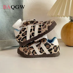Leopard Print Fashion Sneakers Children Fashion Casual Kids Platform Sports Striped Shoes Low Comfortable Vulcanized Sneakers