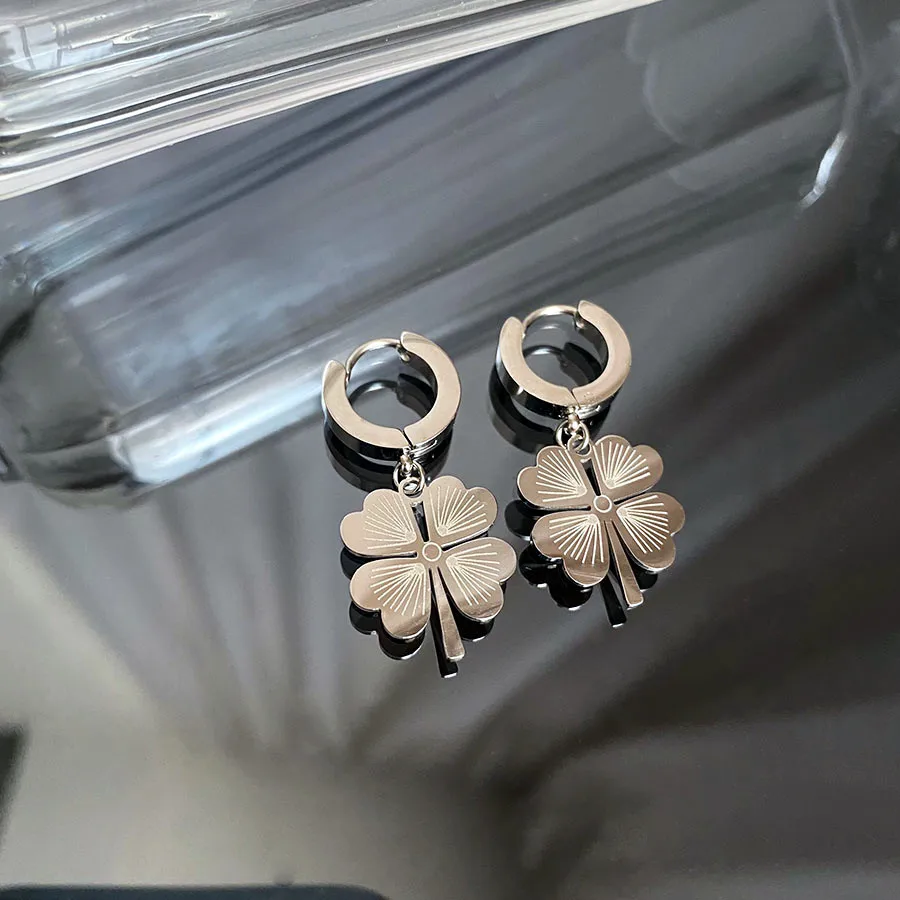 316l Stainless Steel Earrings 2025 Trend Classic Style Clover Shape Fashion Earrings Women\'s Jewelry Gift New