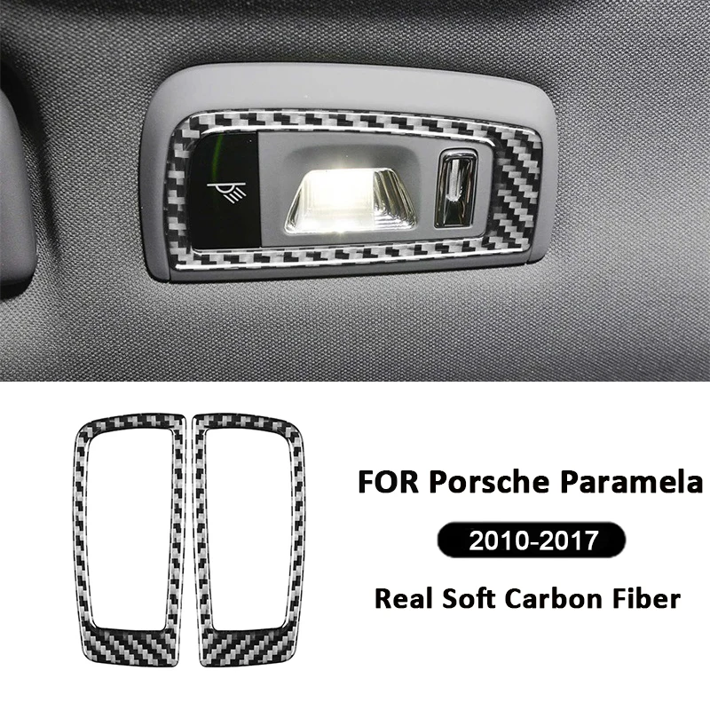 

For Porsche Paramela 2010-2017 Carbon Fiber Car Rear Roof Reading Light Panel Trim Frame Interior Decoration Sticker Accessories