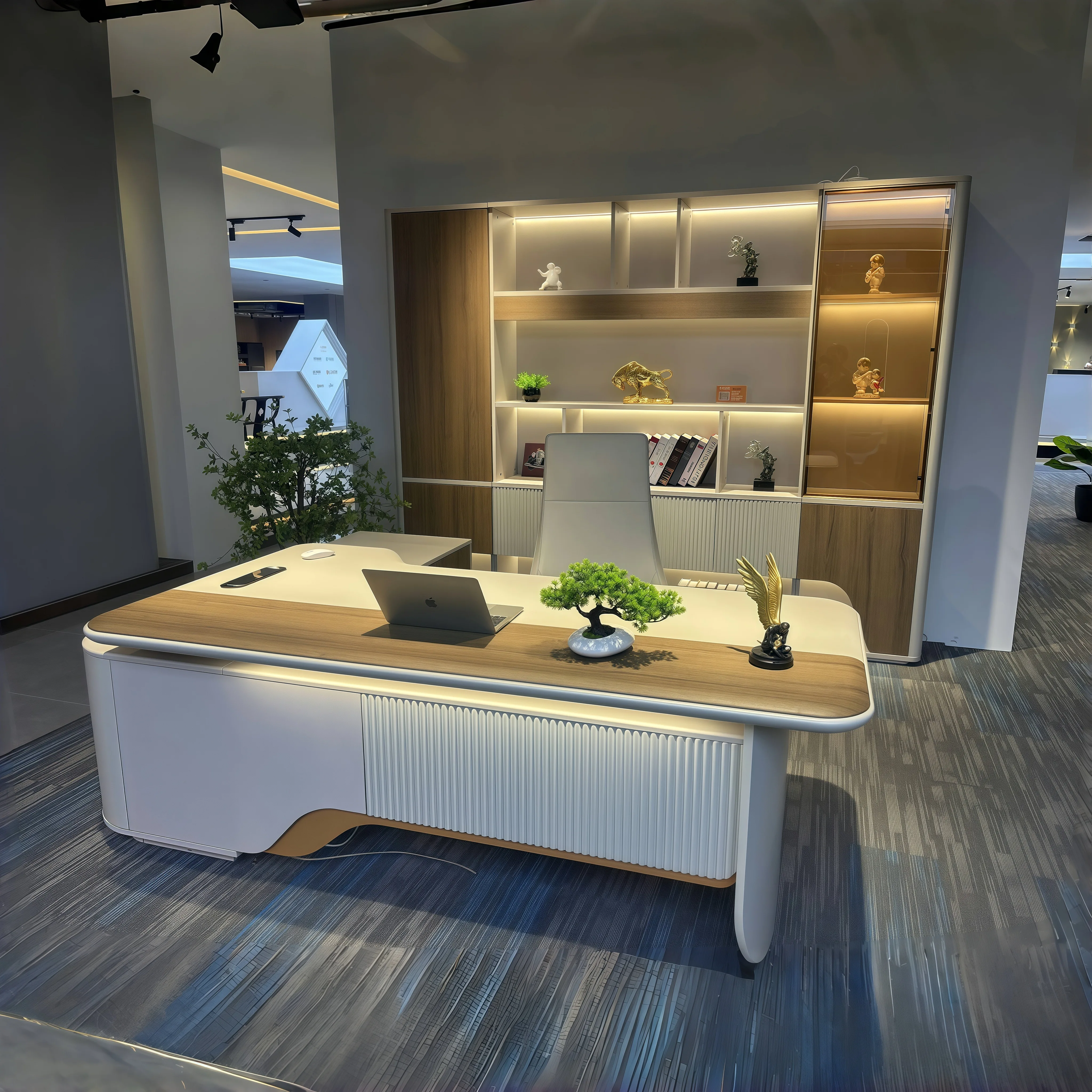 Luxury Modern Executive L-Shaped Wooden Boss Desk Convertible & Extendable for Office or School Use