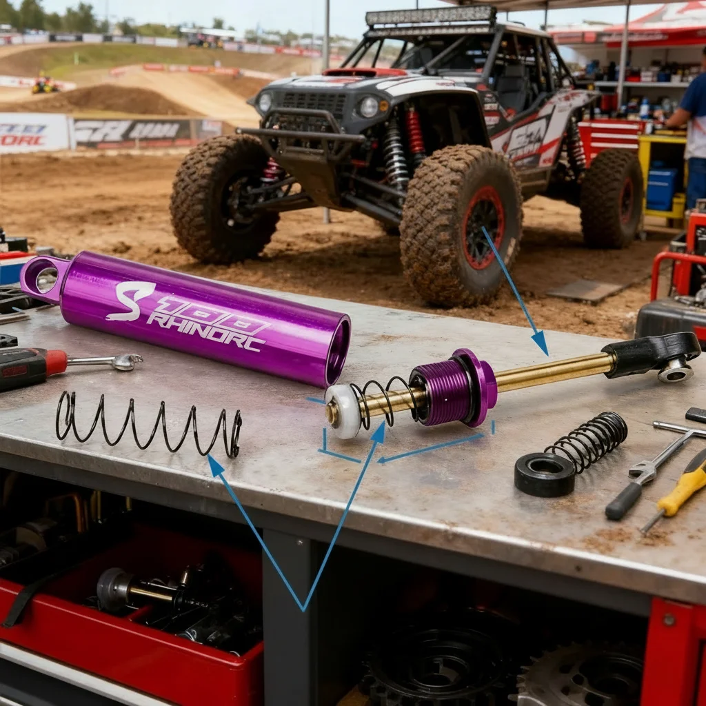 RhinoRC – amortisseur interne à double ressorts, 100mm, pour voitures et camions RC, système de Suspension tout-terrain réglable