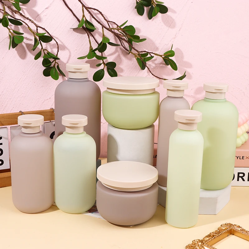 Green Grey Refillable Bottle Filp Lid Empty Plastic Hand Sanitizer Shampoo Lotion Bottles Cosmetic Cream Jars Travel Essentials