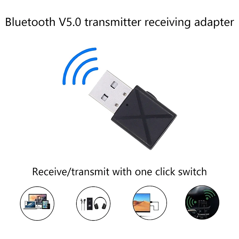 BT 2 In 1 USB Bluetooth 5.0 Transmitter Receiver Mini Stereo USB Bluetooth Wireless Audio Adapter For TV PC Car Kit