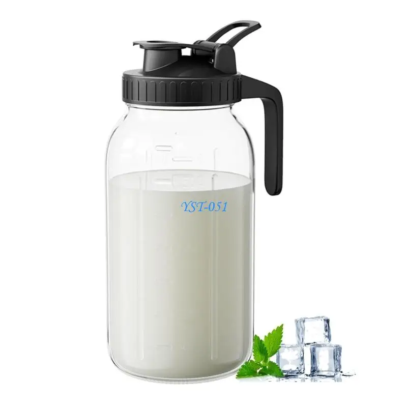 E15A Glass Water Container With Visible Scale And Cover Filter For Coffee Tea And Juice