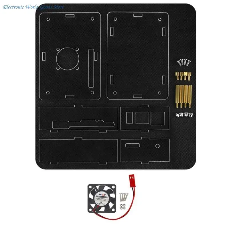 A3PD Acrylic Case for Orange 5 Board with Quiet Cooling Fan Transparent