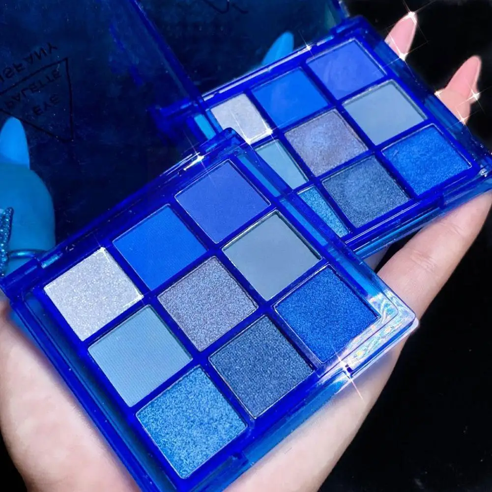 9 Kleuren Oogschaduw Palet Matte Oogschaduw Blauw Palet Glinstert Oogschaduw Diamant Palet Koreaans Cosmetisch