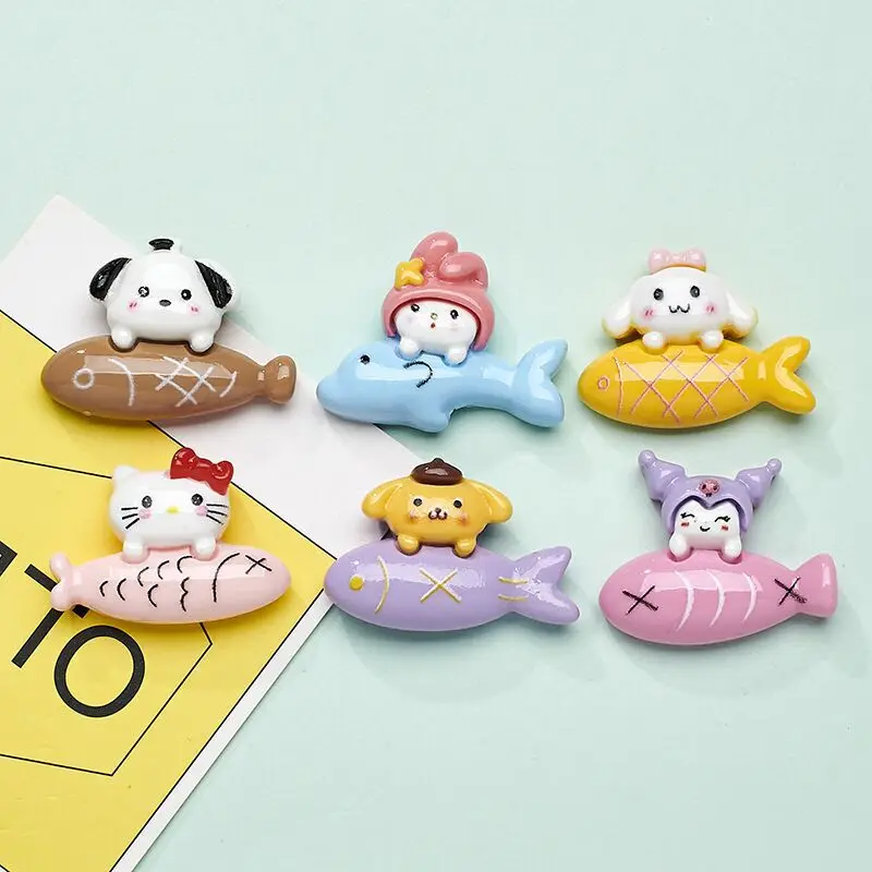 100개 귀여운 만화 산리오 멜로디 쿠로미 시리즈 레진 플랫백 스크랩북 공예 DIY 귀걸이 헤어 액세서리