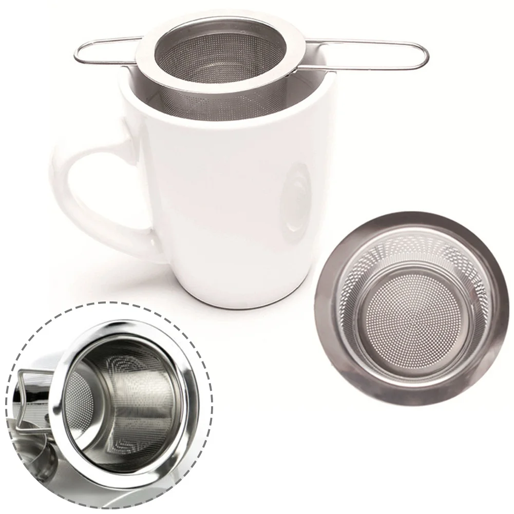 

Stainless Steel Filter Mesh Tea Strainer Cup Tea Infuser Loose Leaf Filter with Cover Two Foldable Handles Teaware Accessories