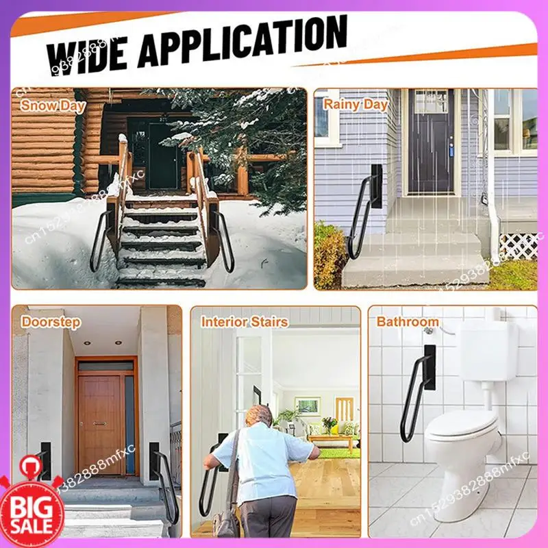 

Big Deal Handrails Iron Steps Stair Railing For Outdoor , 1 To 3 Steps Stairs Wall Mounted For The Elderly, Disabled, Pregnant W