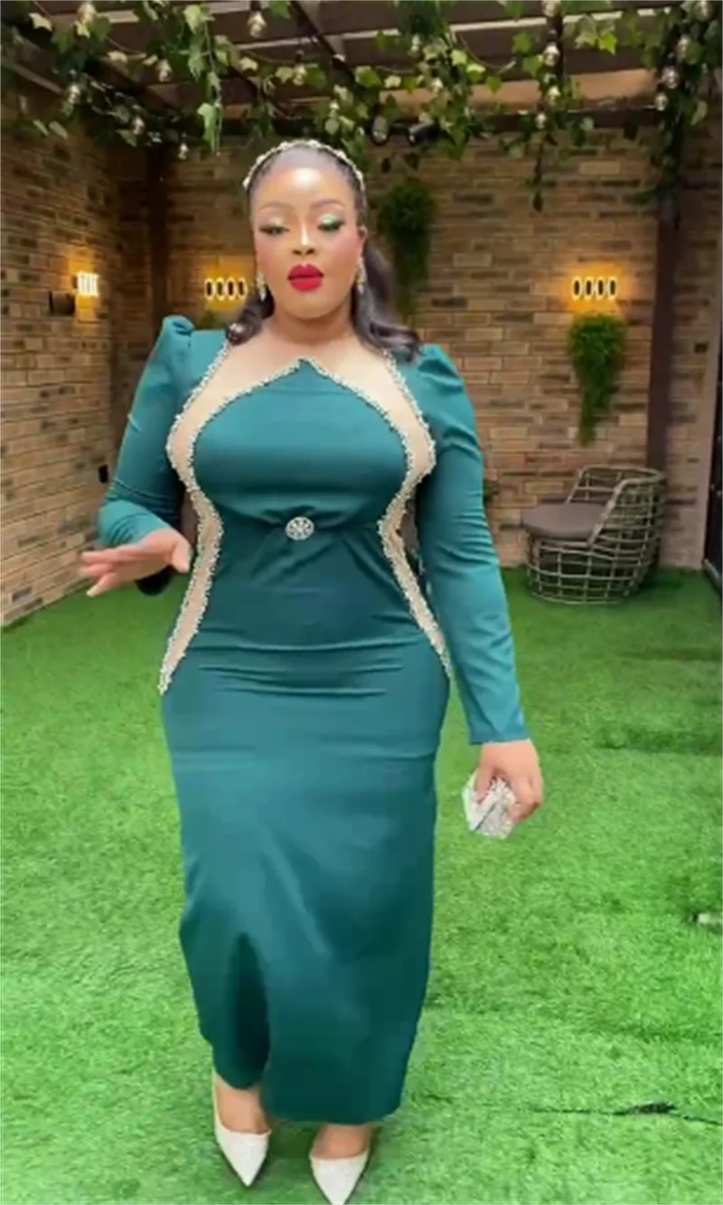 MD African Women Plus Size Evening Dresses Wedding Party Long Luxury Gown Bodycon Mermaid Dress Ankara Ladies Africa Clothing