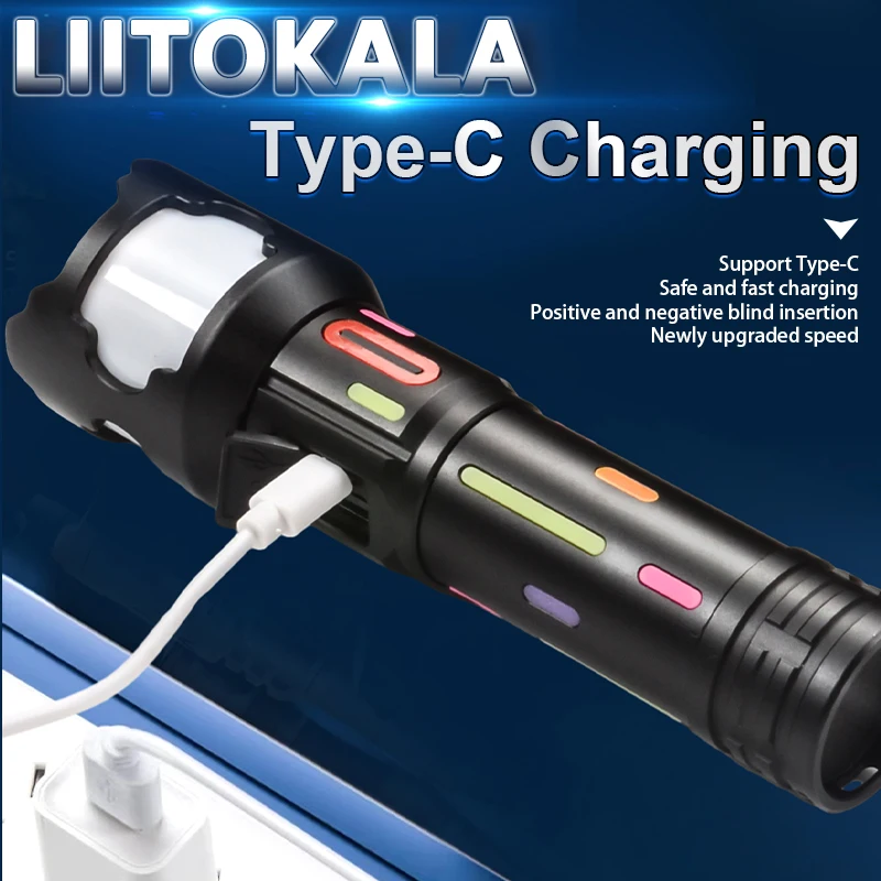 LiitoKala Strong Light LF-2405 Flashlight Color Reflective Strip Detachable 18650 26650 Battery 1000LM or above