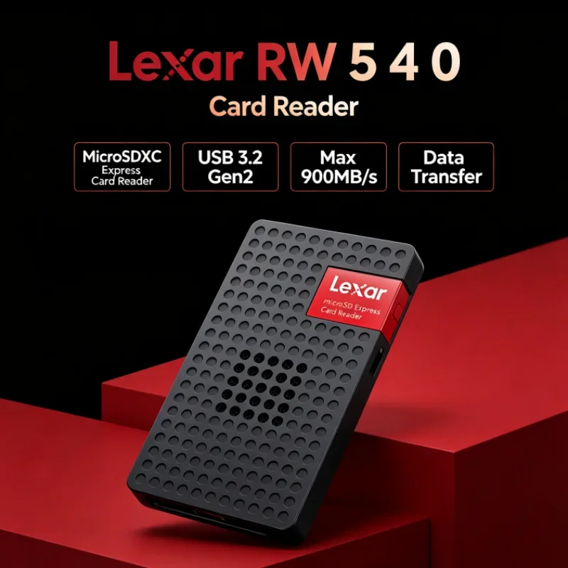 Lexar MicroSDXC Express Card Reader RW540 Built-in Fan PLAY PRO MicroSD Card Reader USB 3.2 Type-C for Switch 2 Data Transfer