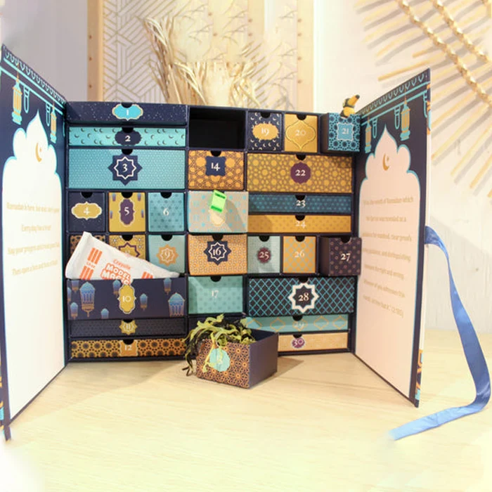 custom. Cardboard Box Empty Gift Chocolate Big Packaging Customized Blank 30 Day Ramadan Advent Calendar