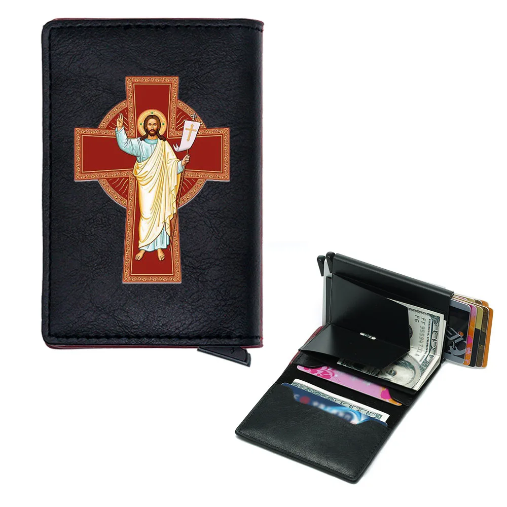 Funny Orthodox Church Sign Rfid Credit Card Holder Men Wallets Bank Cardholder Case Small Slim Thin Mini Women Wallet