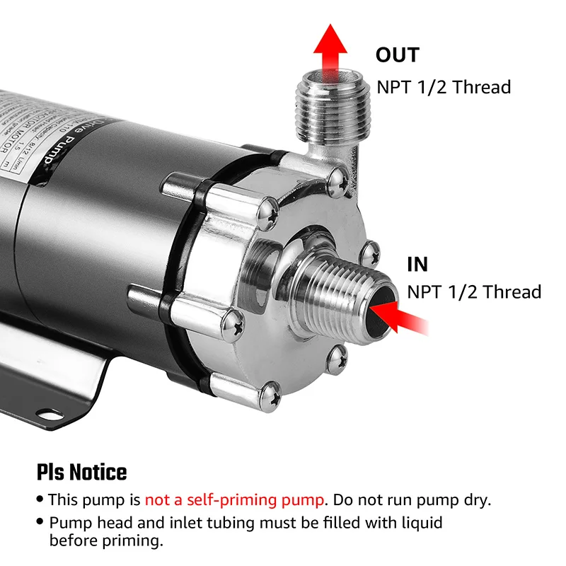Beer Brew Wort Transfer Magnetic Drive Pump MP-15RM Food Grade Water Stainless Head Wort Pump With 1/2’’NPT Thread
