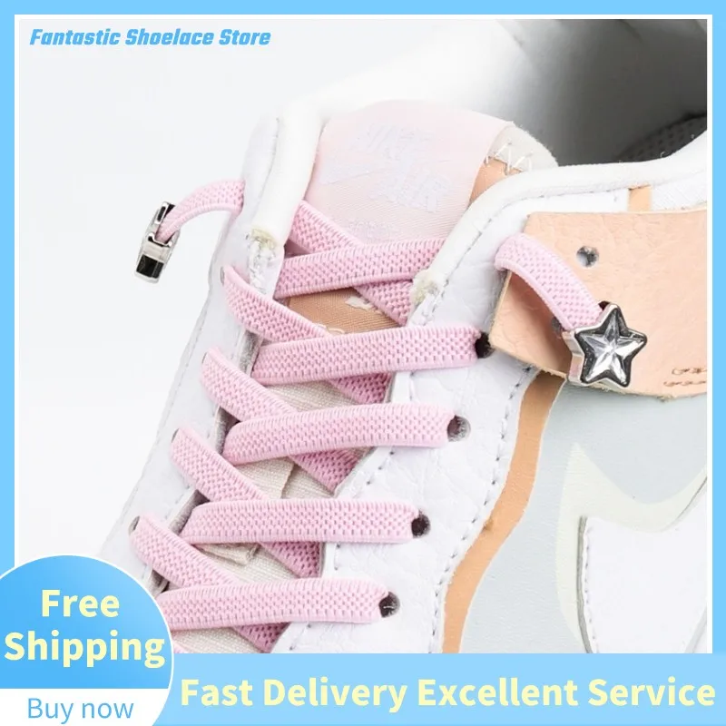 

Fashion Five-Pointed Star Diamond Buckle Shoelaces without Ties Elastic Laces Sneakers Personalized Flat Shoestring Accessories