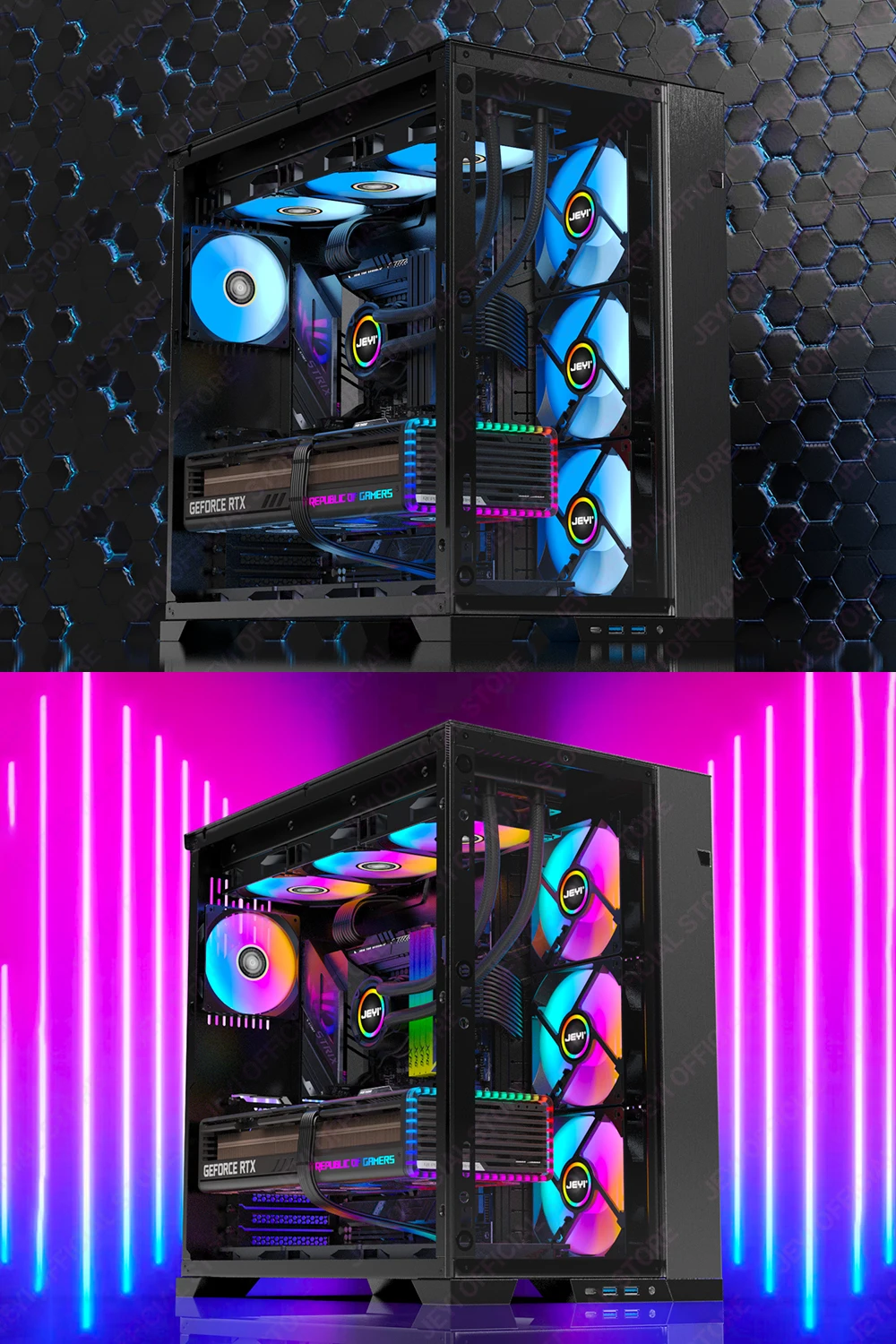 JEYI 120 mm PC-ARGB-Lüfter AURA SYNC RGB-Computerlüfter Ultra Silent Heatsink Ventilador mit 4PIN PWM und 5V 3PIN ARGB-Anschluss – Detail 10