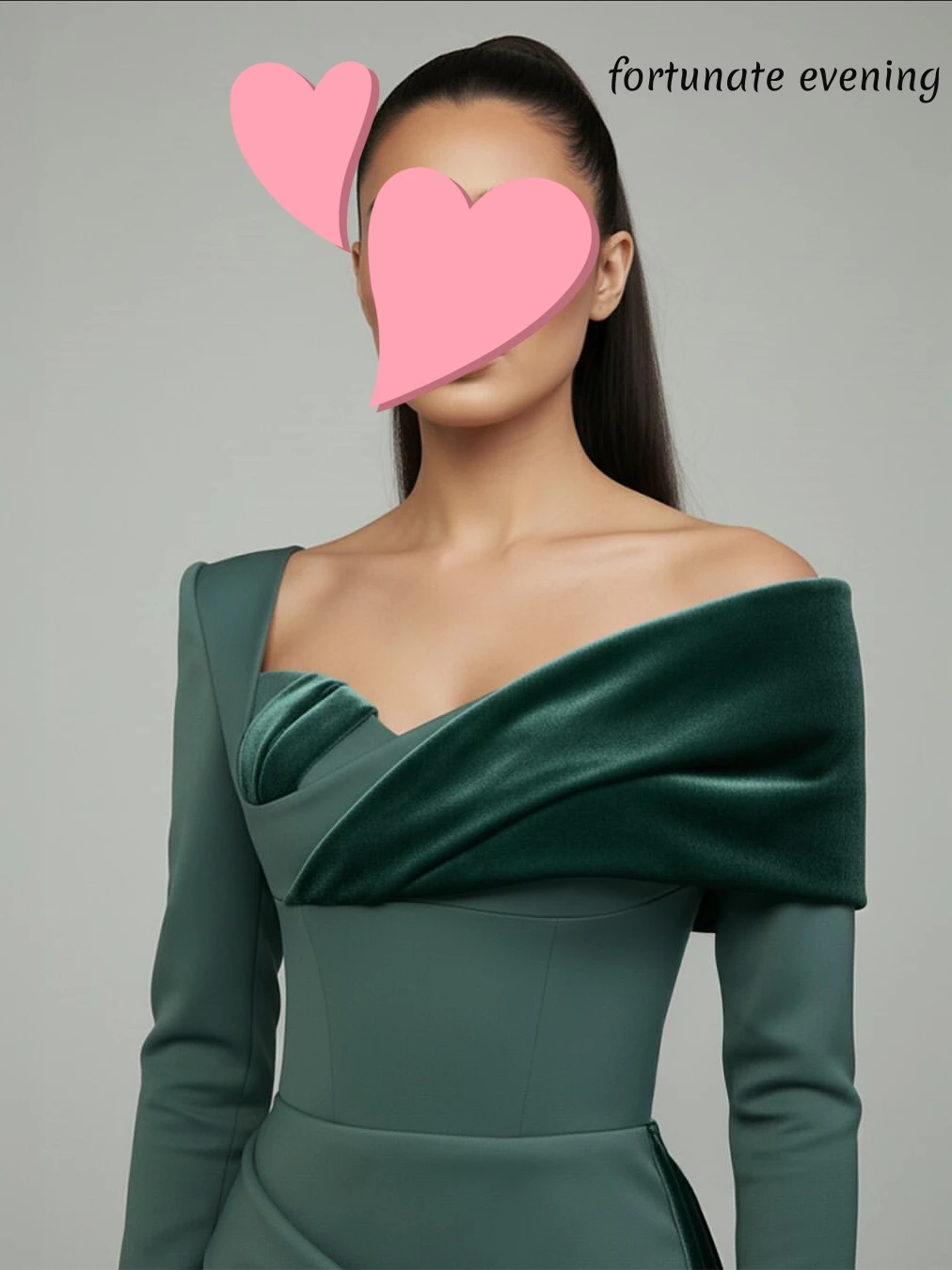 فستان سهرة محظوظ أنيق عتيق أخضر حلو مخملي بكتف واحد جديد مخصص للمناسبات الرسمية والحفلات الراقصة فساتين الحفلات المسائية #3