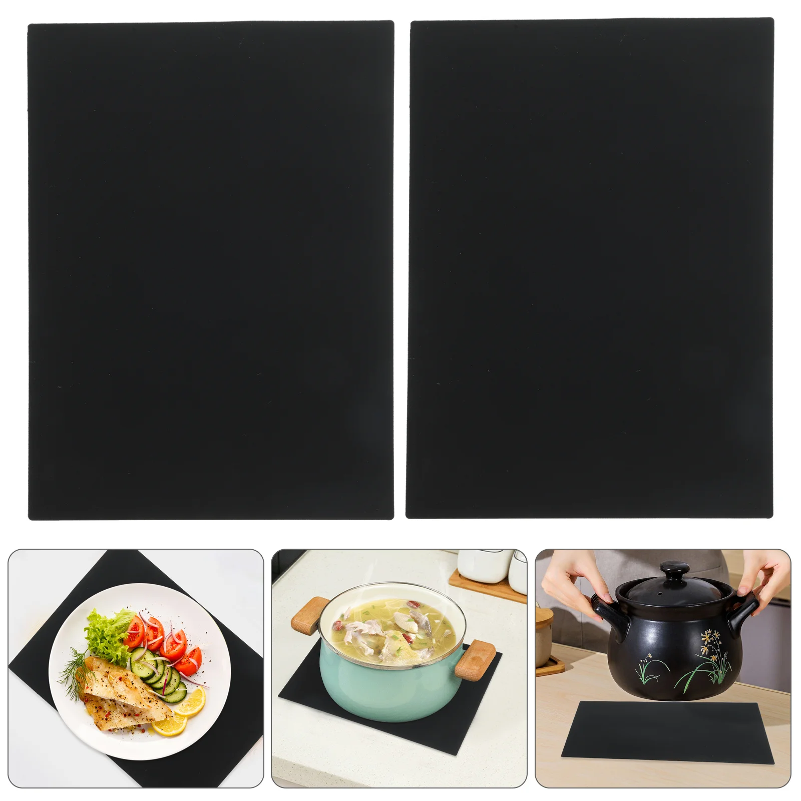 

2pcs Silicone Placemats Heat-Resistant Non-Slip Dining Table Mat Washable Reusable Thickened Placemat For Home Outdoor Use