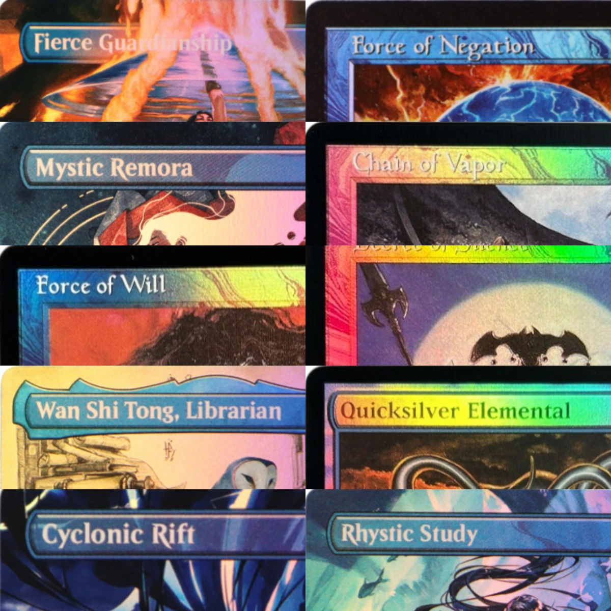 Cartes Proxy TCG de Haute Qualité LK10 Faerie Mastermind Force of Negation Mystic Remora Rhystic Study Swan Song (Noyau Noir)