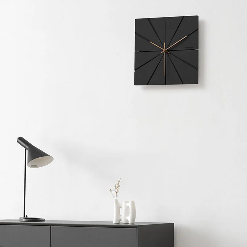 Italian Square Wall Clocks Unique Digital Small Apartment Simplicity Wall Clocks Decoration Black Reloj Pared Home Furniture