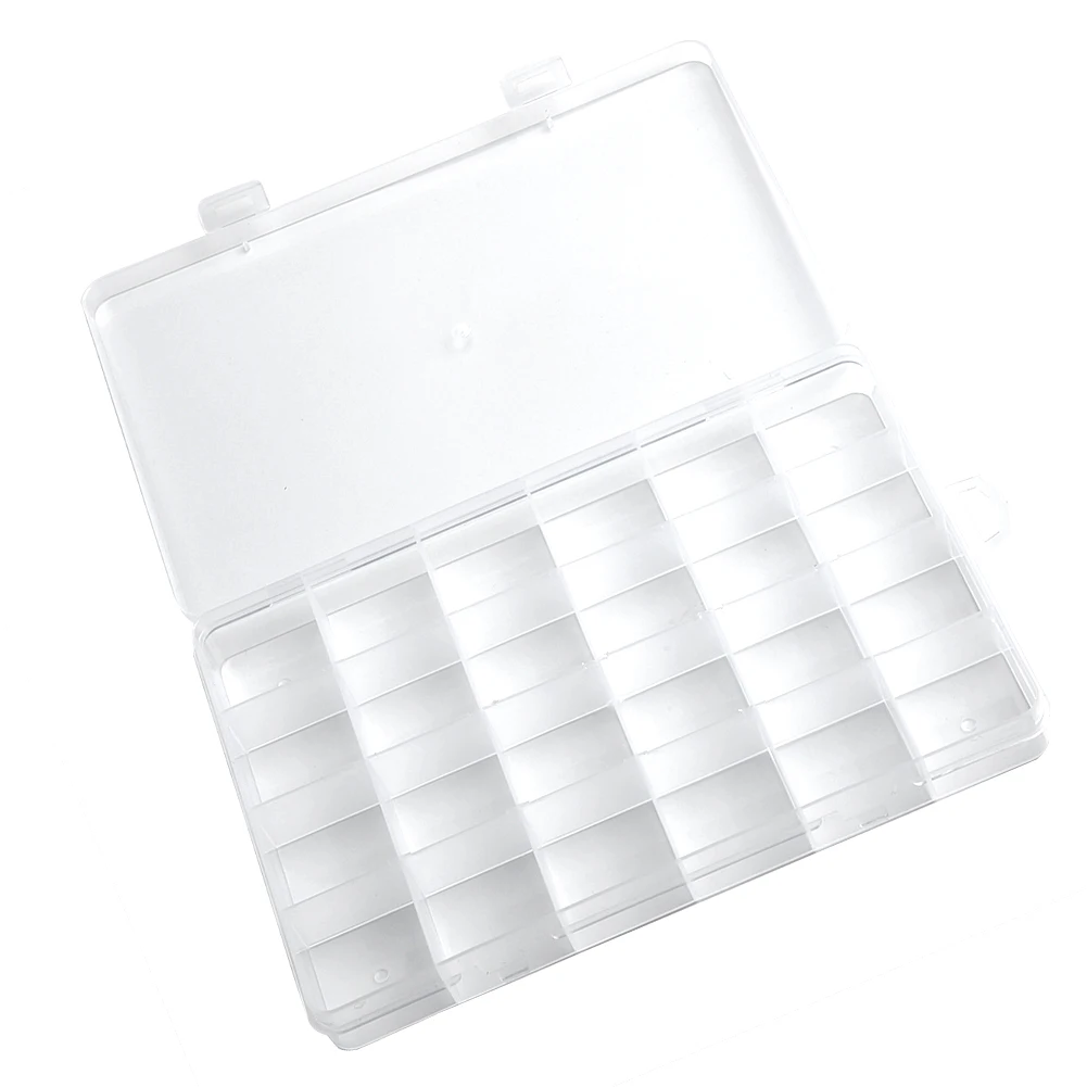 24 Compartments Plastic Clear Box Jewelry Bead Storage Jewelry Earring Bead Screw Holder Case Display Organizer Cont