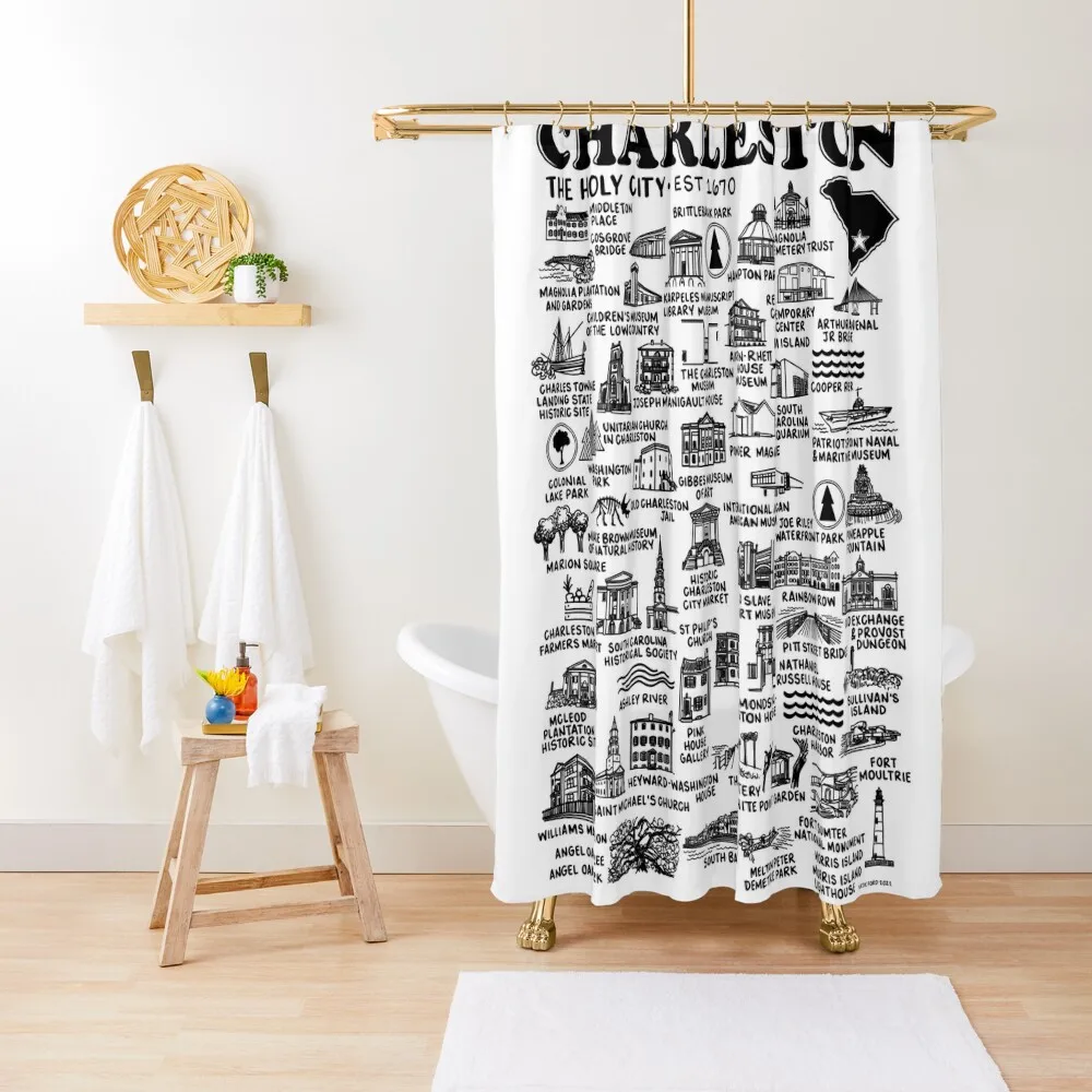 

Занавеска для душа Charleston Map, аксессуары для ванной комнаты, занавеска для душа и услуг