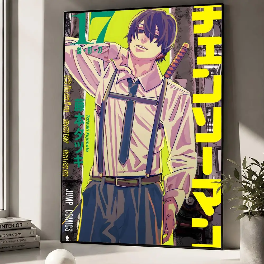 Anime Chainsaw Man Denji Pochita Makima Poster zum Abziehen und Aufkleben, Wandkunst, PP, wasserfest, HD, Schlafzimmer, Wohnzimmer, Heimdekoration, Geschenk – Detail 22