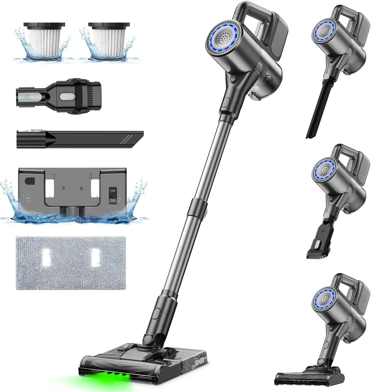 Aspirateur sans fil : flexible et polyvalent, aspiration puissante, facile à nettoyer, avec têtes interchangeables.