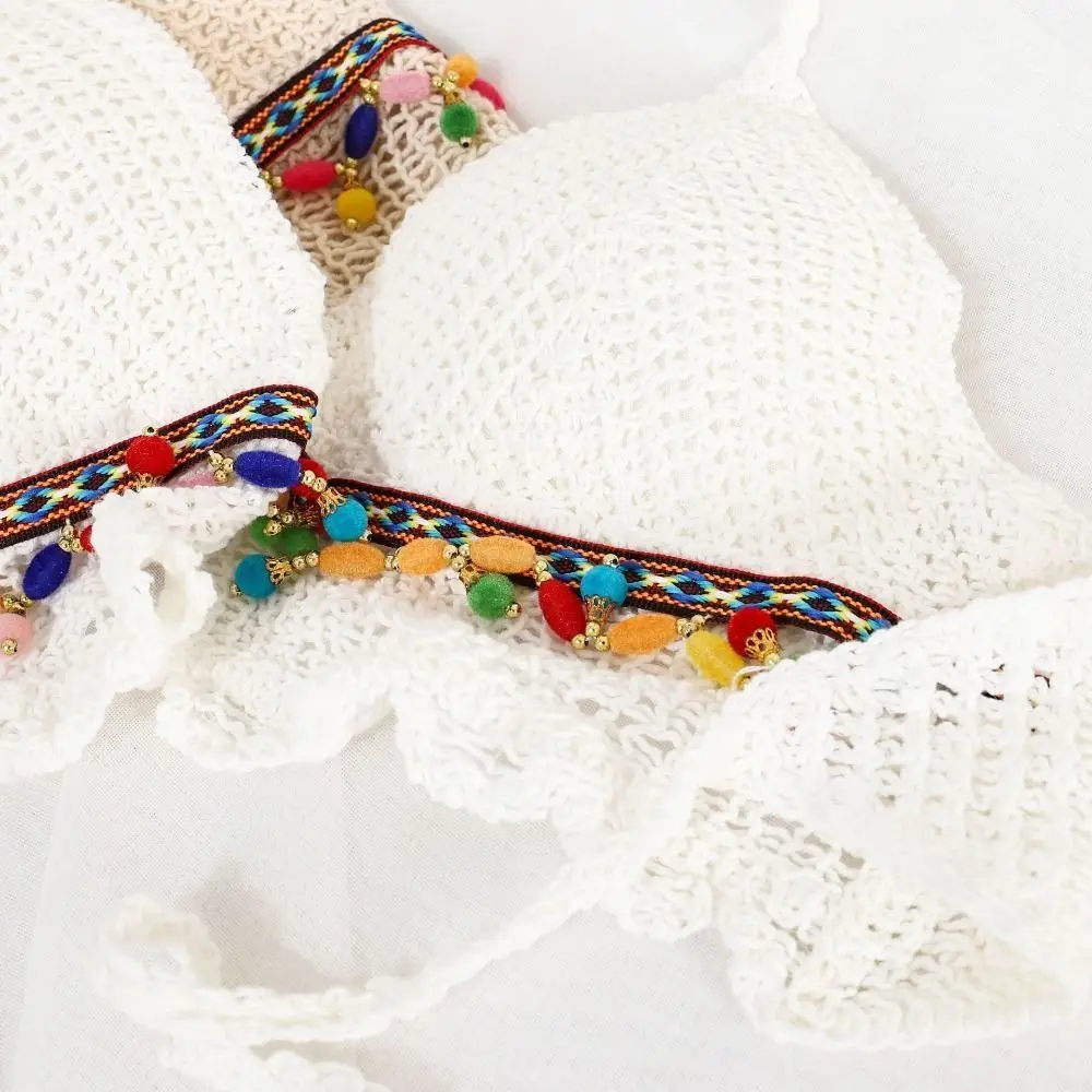 

Женский вязаный крючком топ без рукавов в повседневном стиле с v-образным вырезом, короткий жилет в богемном стиле, популярные топы с кисточками, вязаные укороченные топы для девочек