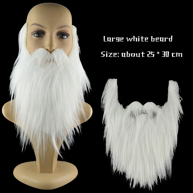 Christmas DIY Fancy Dress Fake Long Fluff Beards Christmas Gift Santa Claus Beard Synthetic Cosplay Wigs For Xmas Party Decor