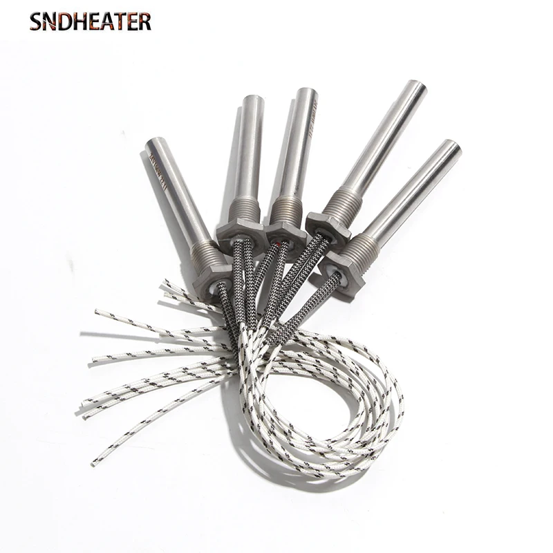 SNDHEATER 1pc M16/16mm Thread Cartridge Heater 12*100mm 12V 24V 36V 50/100/150/200/300W Immersion Thread Mount Single Head Tube