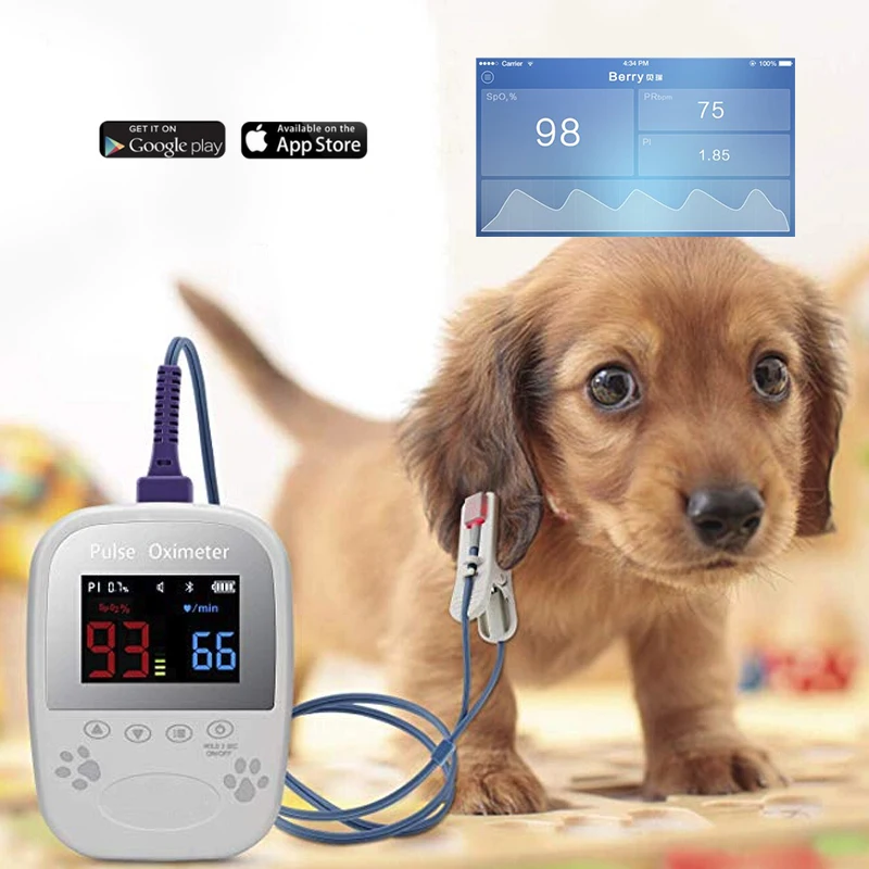 Berry White Clip Spo2 Sensor Pulse Oximeter for Dog/Cat Animals