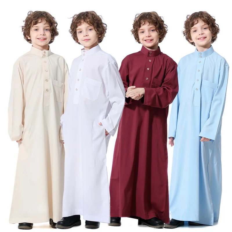 Jungen Kinder muslimische Mode Dubai Arabisch Saudi Langarm Kleidung Nahost Kebaya Kaftan Kaftan Truthahn Gebet Kleidungs stück Abaya