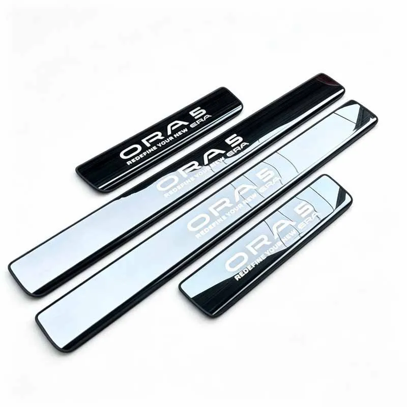 For GWM ORA 5 ORA5 2025 2026 2027 Car Door Sill Plate Strip Stainless Steel Trim Sticker Interior Cover Auto Interiors Accessory
