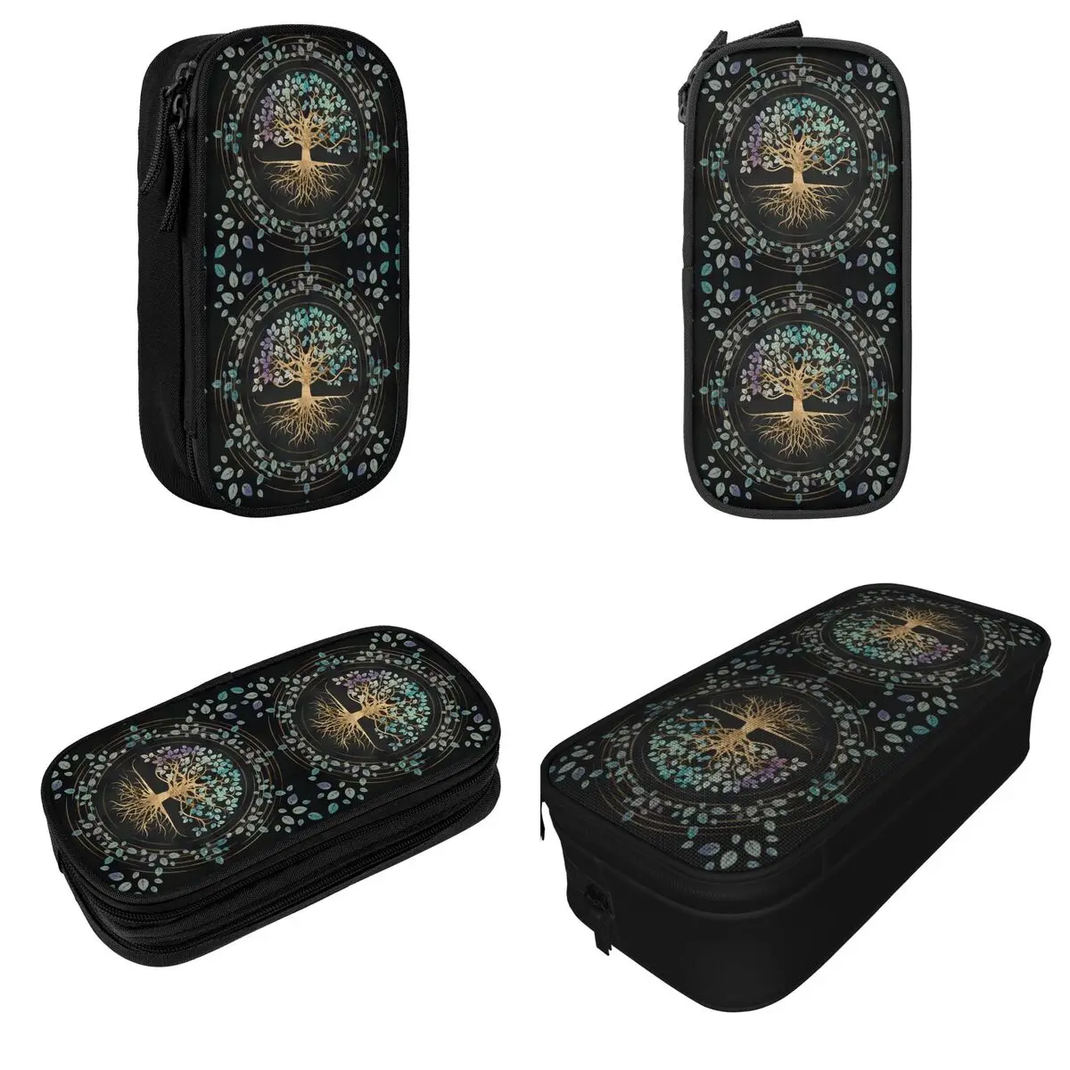 Yggdrasil Tree Of Life Mystic Viking Pencil Cases Sacred Norse Golden Pen Holder Pencil Bags School Supplies Gift Pencil Box