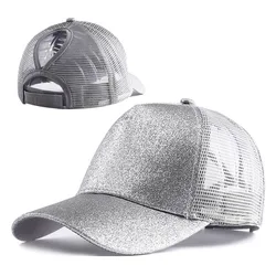 2023 nowa letnia czapka z daszkiem z wysokim kucykiem damska czapka typu Snapback w stylu Casual, czarny biała różowa siatkowa czapki Trucker dla kobiet Gorra