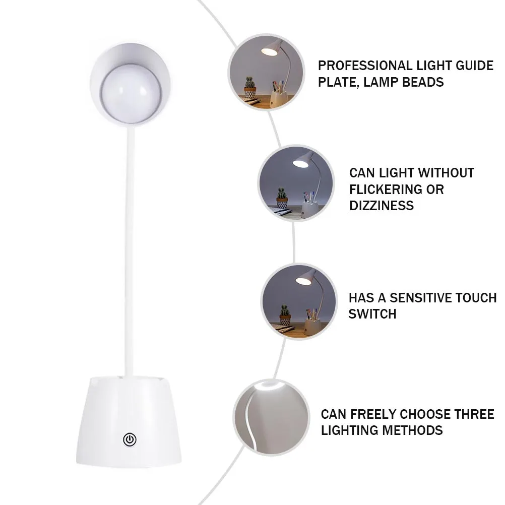 

1pcs Led Desk 360° Adjustable Eye Caring Table Lamp With Pen Holder Rechargeable Study Reading Light Dorm Desktop Night Lamp