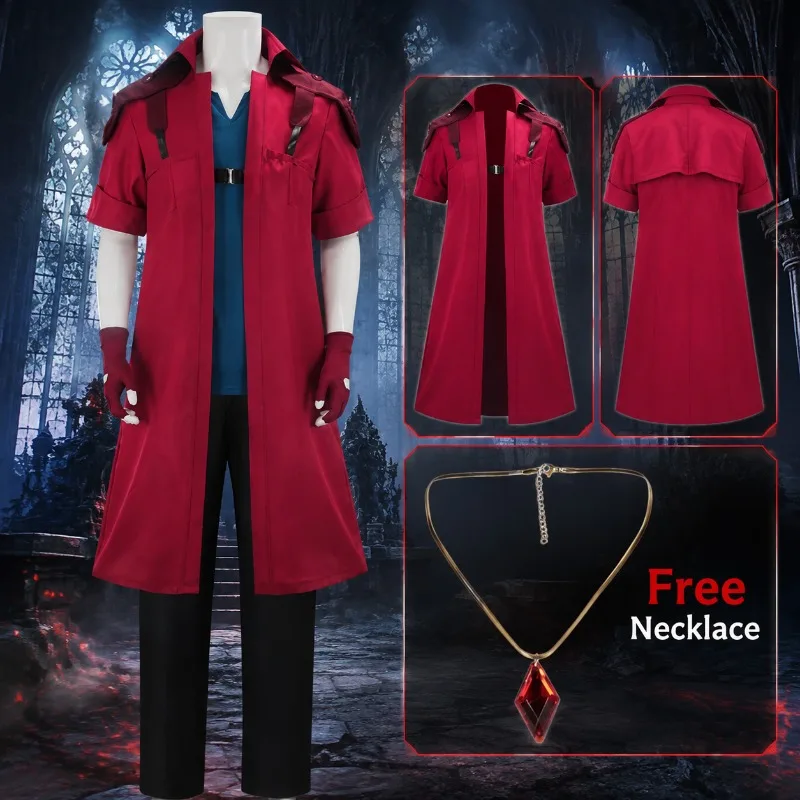 Devil May Cry DMC5 Dante Cosplay Costume Adult Men Red Long Coat Game Character Costume Set Halloween Party Roleplay Outfit