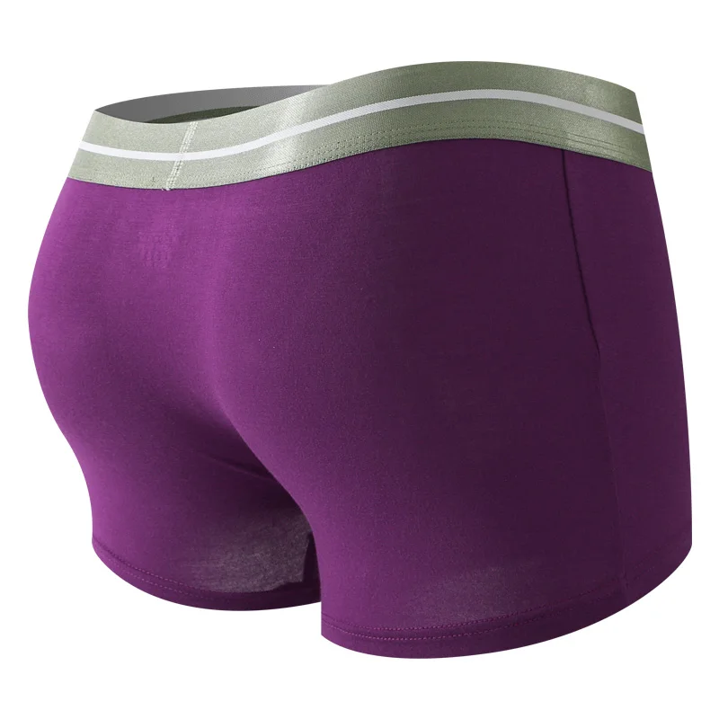 Solid Color Modal Material Breathable Boxers with Separated Pouches for Men