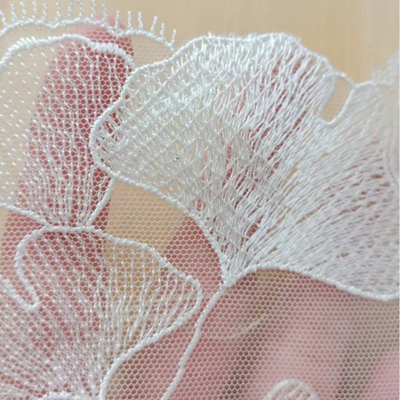 15Yards White Leaf Embroidered Lace Trim Soft Tulle Mesh Clothes Accessories Lingerie Bra Underwear Sewing Dress Decor