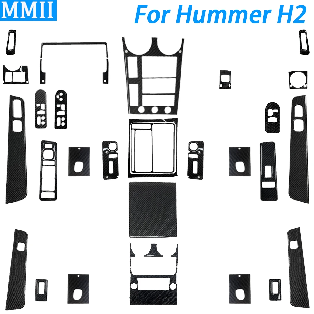 

For Hummer H2 2003-2007 Carbon Fiber Gear Shift Window Lift Sashboard Air Outlet Panel Full Set Car Interior Accessories Sticker