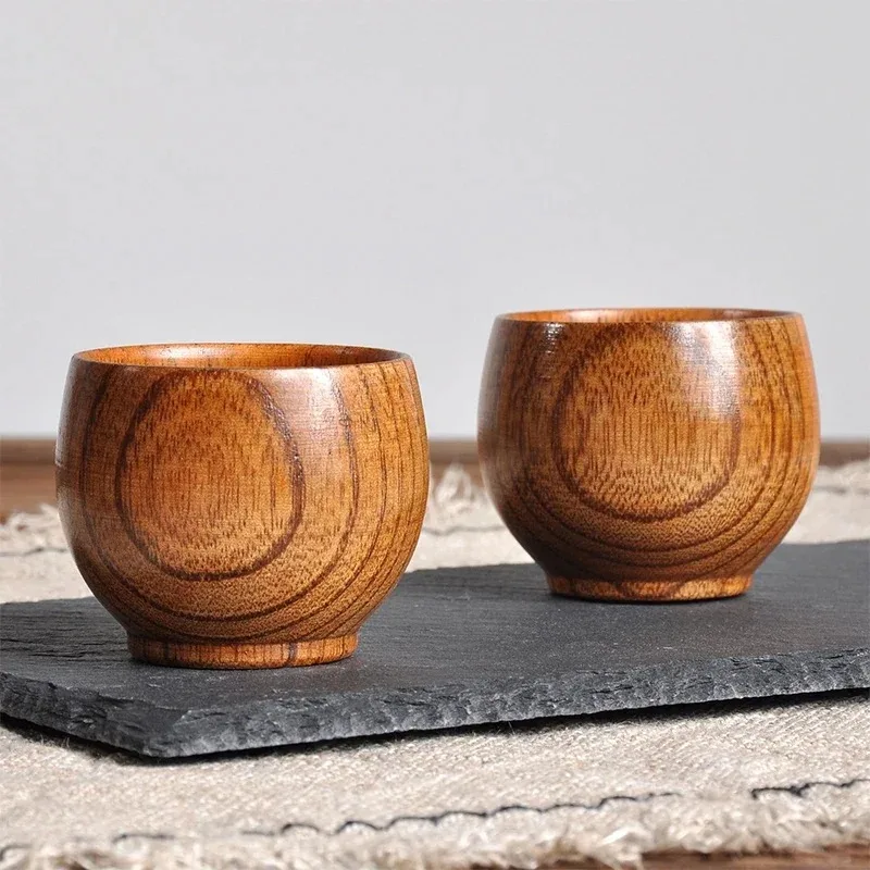 1Pcs Chinese Kung Fu Wood Tea Set Beer Mug Sour Date Wood Polishing Craft Big Belly Cup teacup Water Cup Kitchen Bar Drinkware